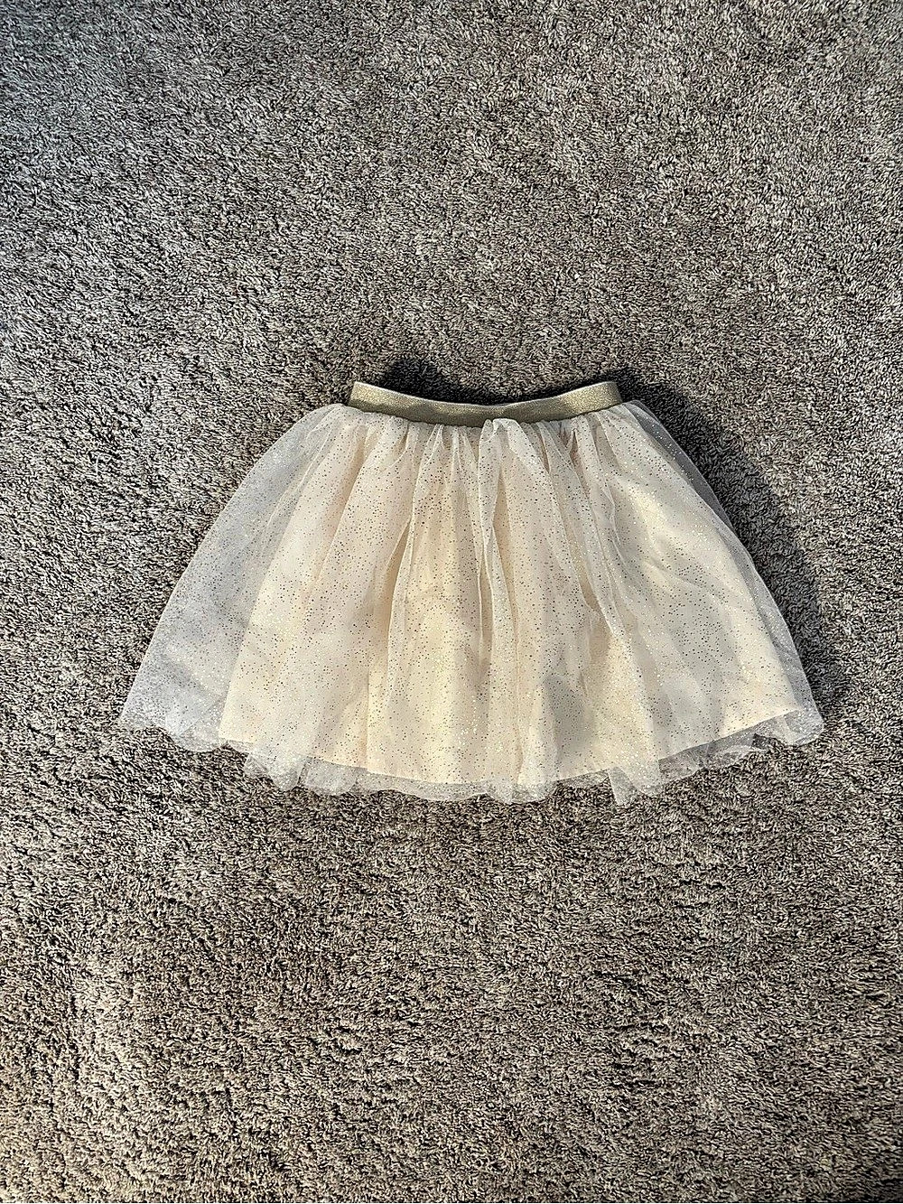 Hanna Andersson Tulle Skirt in Cream and Gold Sparkle